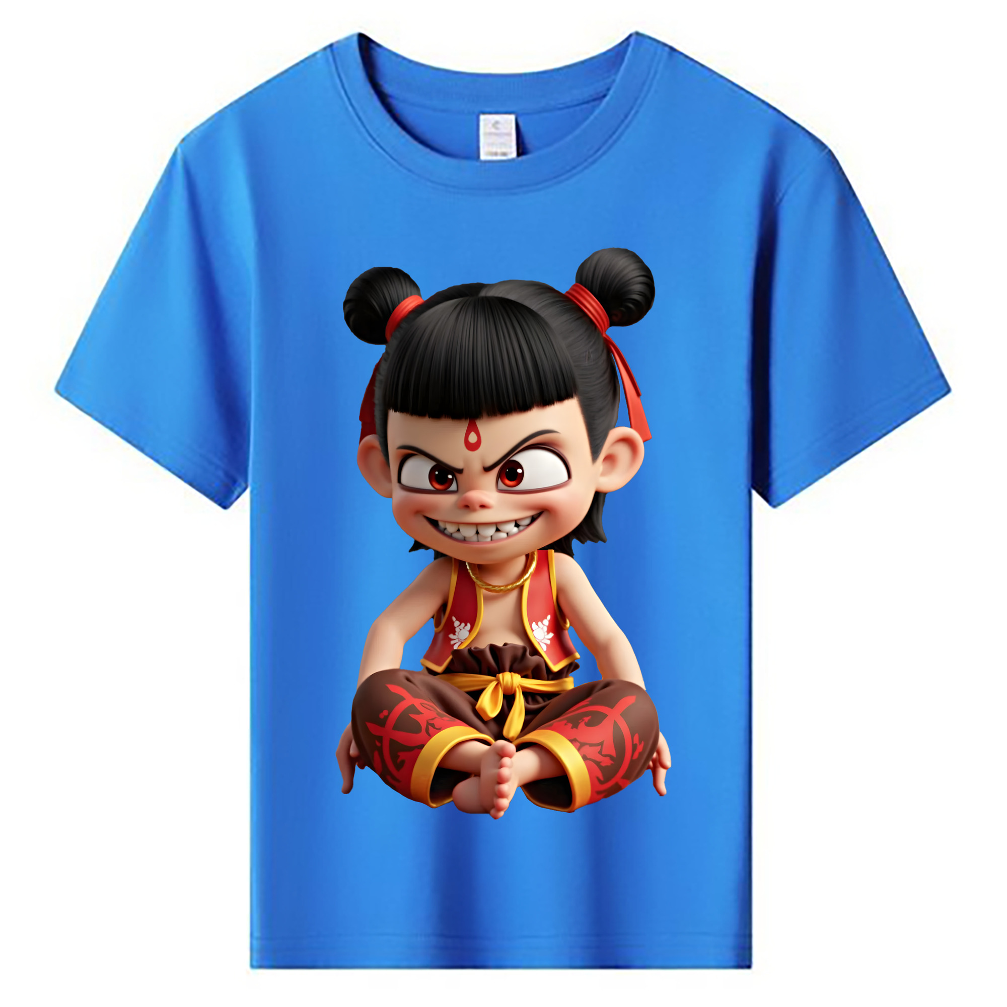 （画像用） Ne Zha 2 ナタ 魔童の大暴れ 綿100％キッズTシャツ（フロントプリント）